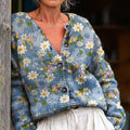 vintage-small-flower-painting-art-print-buttoned-cardigan-sweater