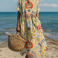 Women's Vintage Floral Pattern Art Print Cotton Dress