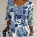 Women's Vintage Lovely Floral Art Print Casual Pullover Knit