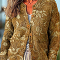 Vintage-Blumenmalerei-Kunstdruck-Knopfstrickjacke-Pullover-xi3q 