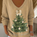 Women's Lovely Christmas Tree Pattern Art Print Casual Pullover Sweater