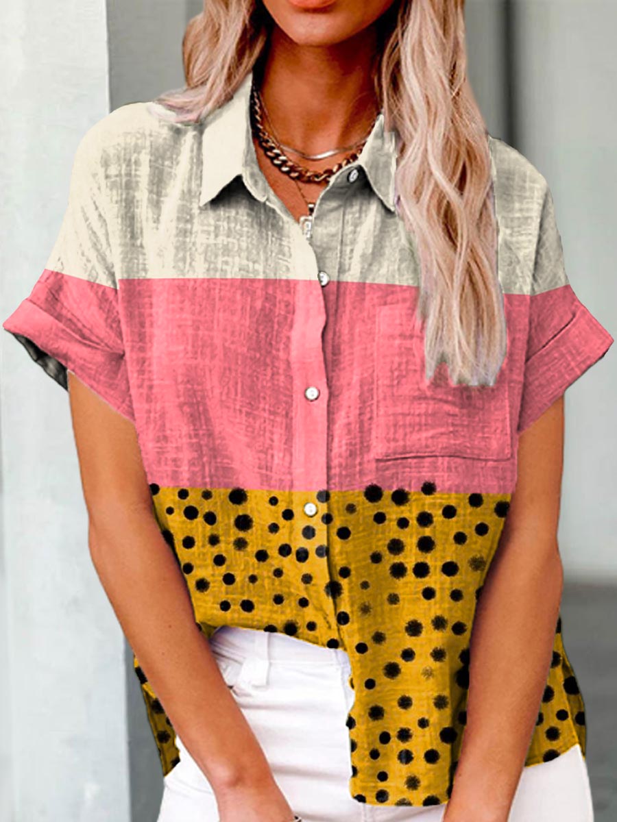 Women's Abstract Pattern Art Print Casual Cotton Shirt