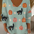womens-vintage-halloween-cat-art-print-casual-pullover-sweater