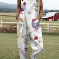 Women's   Funny  Chick Art Print Casual 100% Cotton Wide Leg Jumpsuit