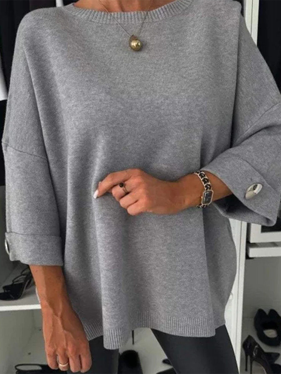 Casual Metal Button Sweater