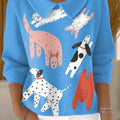 womens-lovely-dogs-art-print-casual-peter-pan-collar-3-4-sleeve-sweater