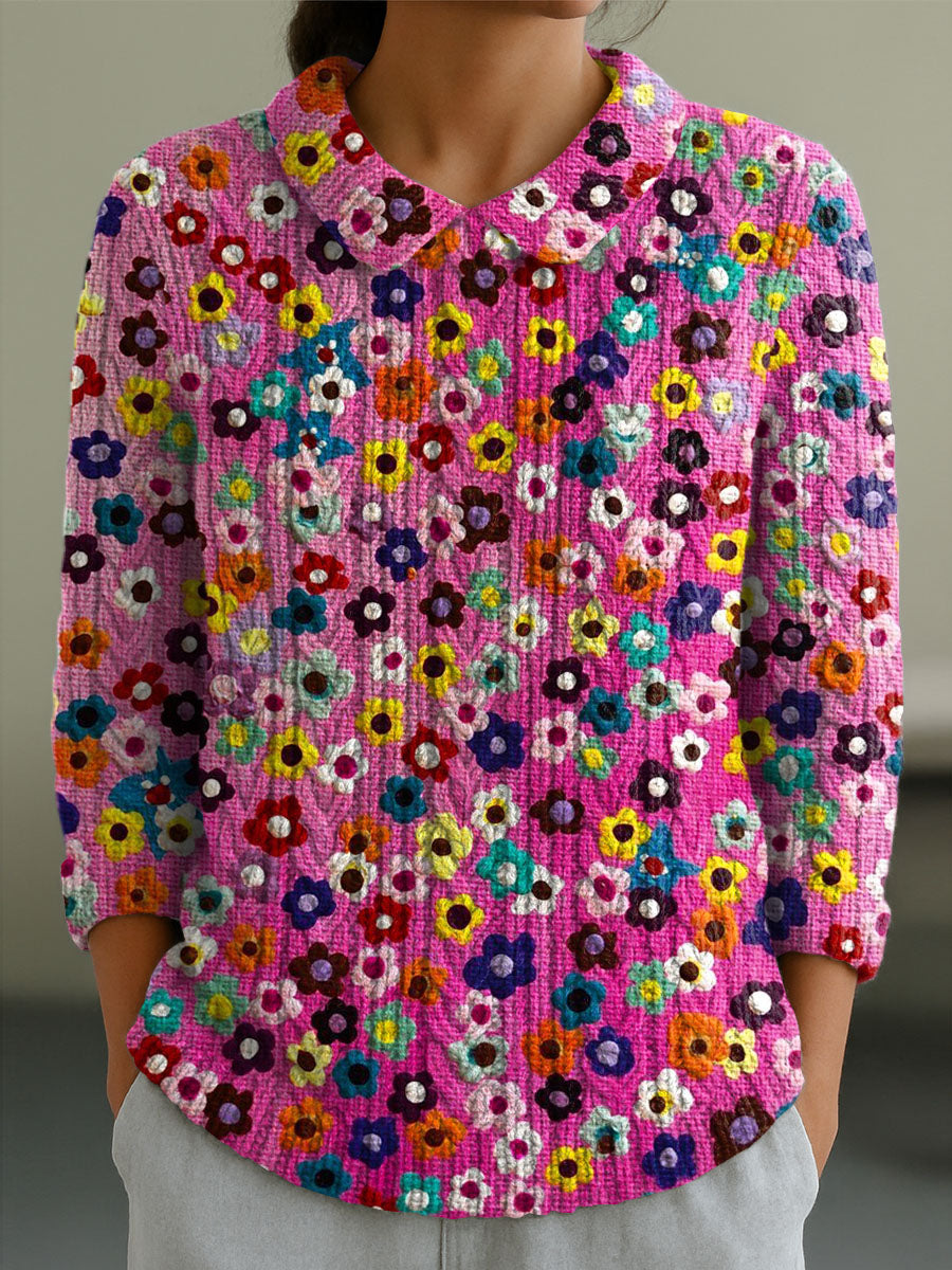 womens-vintage-floral-art-print-casual-peter-pan-collar-3-4-sleeve-sweater-vcdi