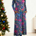 Women's Floral Pattern Art Print Long-sleeved Dress