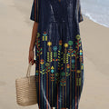 Geometric Floral Pattern Printed Women's Flowy Dress