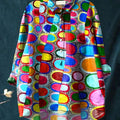 Women's Vintage Abstract Art Print Casual Cotton And Linen Shirt