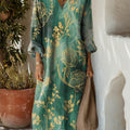 Women's Vintage Floral Art Print Cotton Dress