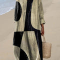 Women's Abstract Geometric Pattern Art Print Cotton Dress