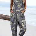 Combinaison pantalon large décontractée 100 % coton à imprimé floral vintage pour femme 