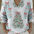 Women's Christmas Trees Pattern Art Print Buttoned Cardigan Sweater