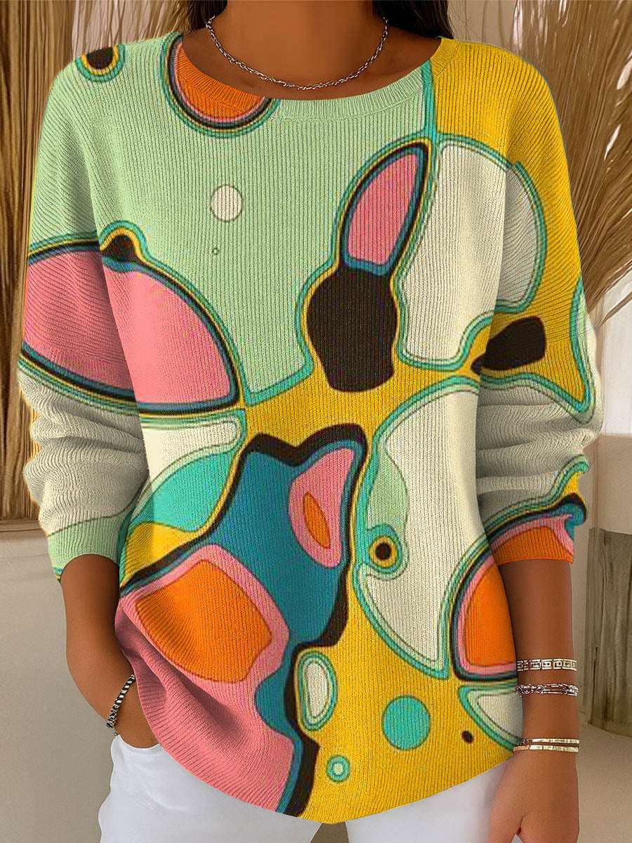 womens-geometric-pattern-art-print-casual-pullover-sweater-um9l
