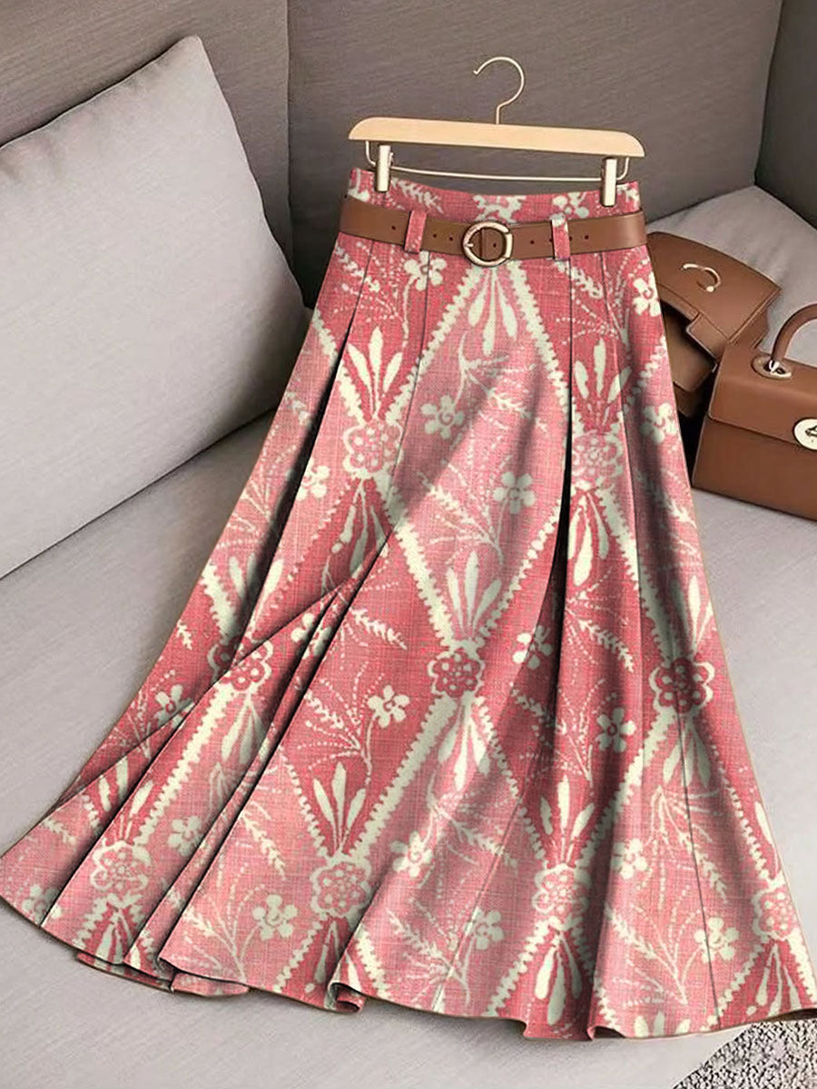Women's Floral Art Print Casual Cotton Skirt