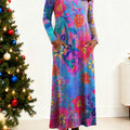 Women's Floral Pattern Art Print Long-sleeved Dress