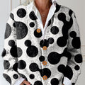 black-and-white-polka-dots-print-buttoned-cardigan-sweater