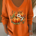 womens-vintage-pumpkin-art-print-casual-pullover-sweater-vl11