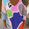 Women's Vintage Abstract Geometry Art Print Casual Pullover Sweater
