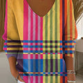 Women's Beautiful Colorful Abstract Geometric Stripes Art Print Casual Pullover Sweater