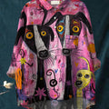 Women's Dog Print Casual Cotton And Linen Shirt