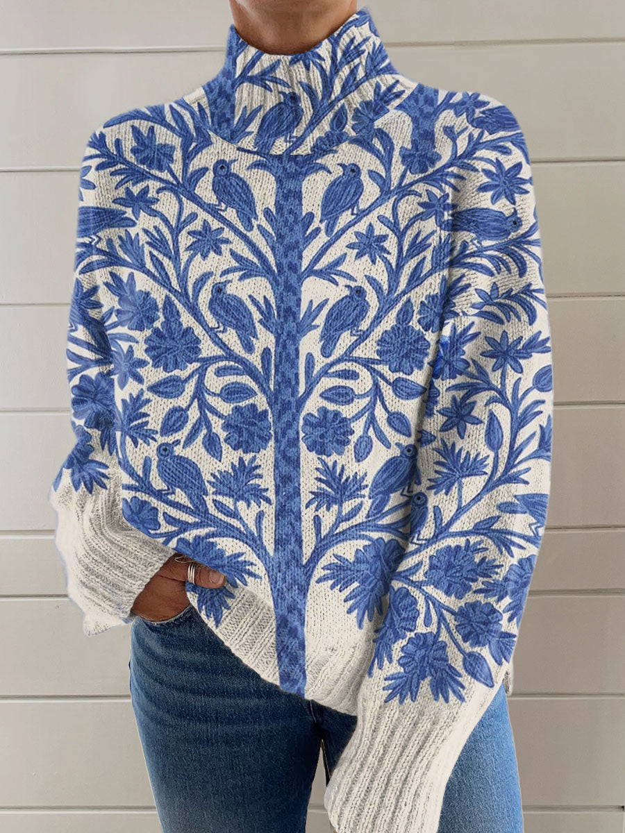 vintage-flower-art-print-knit-turtleneck-pullover-sweater-owd9