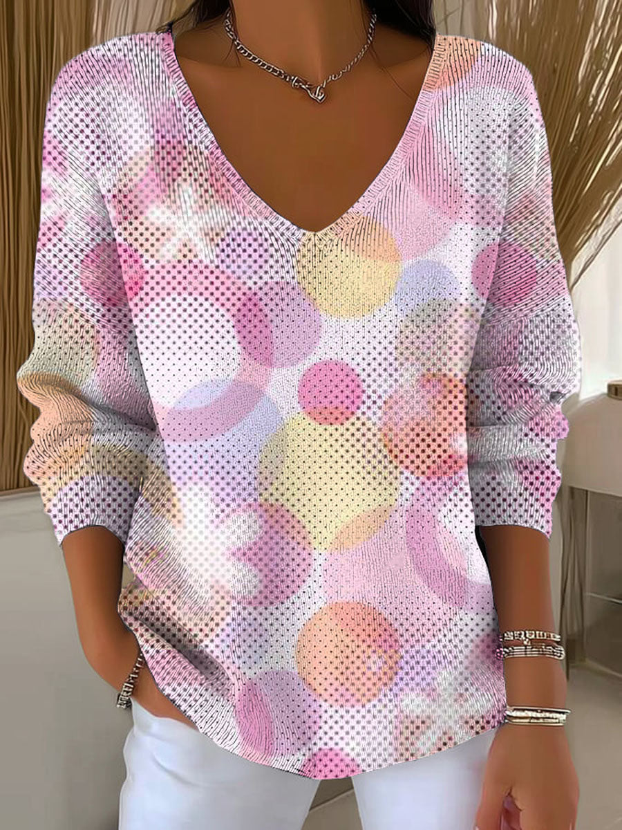 womens-floral-art-print-casual-pullover-sweater