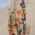 Women's Embroidery Floral Art Print Dress