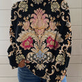 pull-col-roulé en maille à imprimé floral vintage pour femme 
