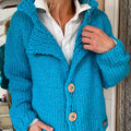 Women's Thick-knit Button Lapel Cardigan Sweater