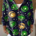 Women's Christmas Bell Printed Casual Hooded Button Sweater
