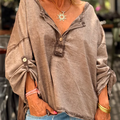 Women's Loose Button Cotton and Linen Shirt Top
