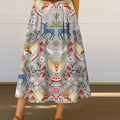 Women's Vintage Christmas Art Print Cotton Skirt