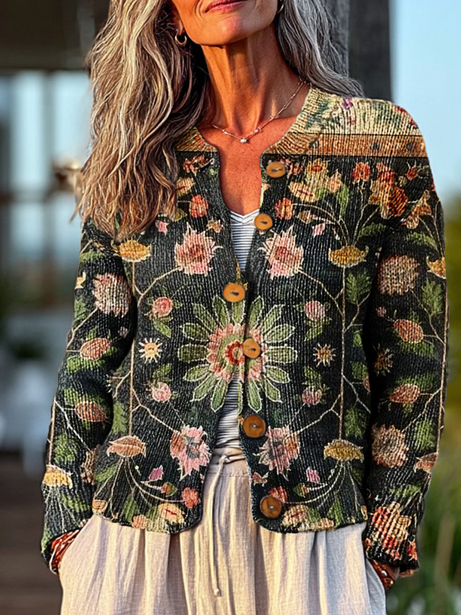 vintage-ethnic-floral-painting-art-print-buttoned-cardigan-sweater-kkn7