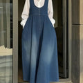 Women's U-neck Simple Sleeveless Casual Loose Denim Wide-leg Jumpsuit