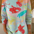 womens-colorful-silhouette-print-casual-pullover-sweater