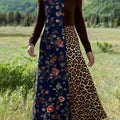 Women's Bohemian Floral Leopard Print Stretch Dress
