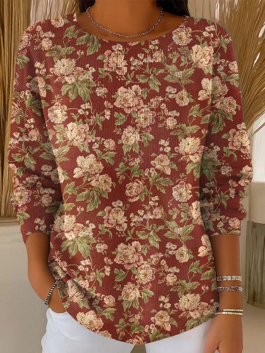 womens-vintage-floral-painting-art-print-casual-pullover-sweater-28o0