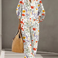 Women's Floral Print Casual Cotton-linen Two-piece Set
