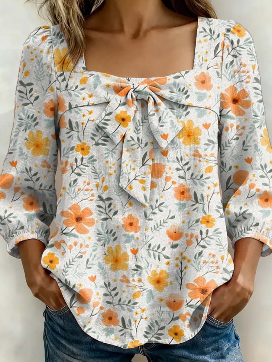 Women's Floral Art Print Casual Stylish Cotton Shirt