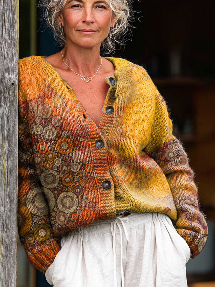 abstract-circular-polka-dot-painting-art-print-buttoned-cardigan-sweater-ykkl