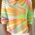 Women's Beautiful Abstract Colorful Graffiti Painting Art Print Casual Peter Pan Collar 3/4 Sleeve Sweater