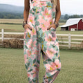 Women's Floral Art Print Casual 100% Cotton Wide Leg Jumpsuit