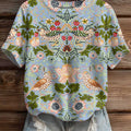 womens-vintage-floral-birds-art-print-casual-crew-neck-short-sleeve-knitted-sweater