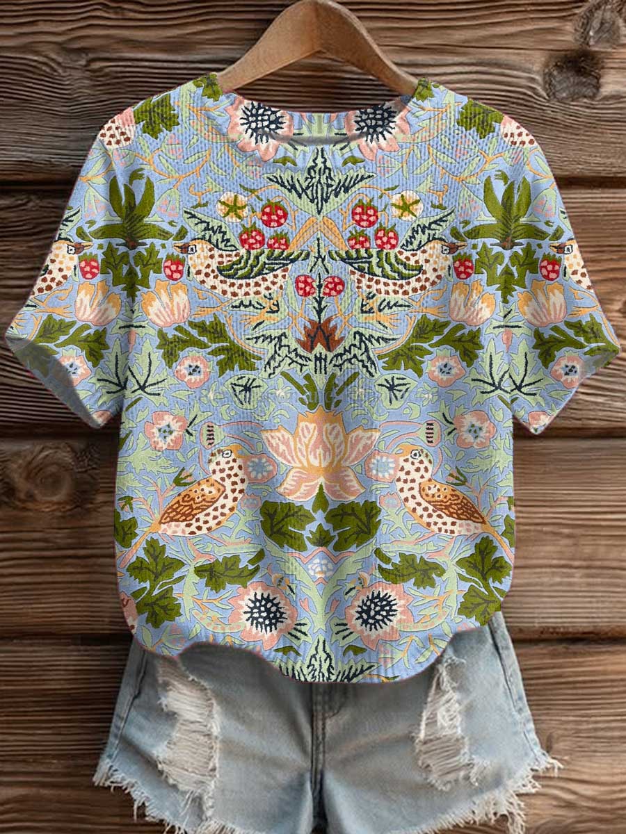 womens-vintage-floral-birds-art-print-casual-crew-neck-short-sleeve-knitted-sweater