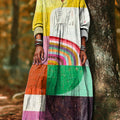 Women's Colorful Abstract Geometric Color Block Painting Art Print Dress