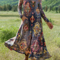 Women's Flowers Floral Art Print Long-sleeved Dress
