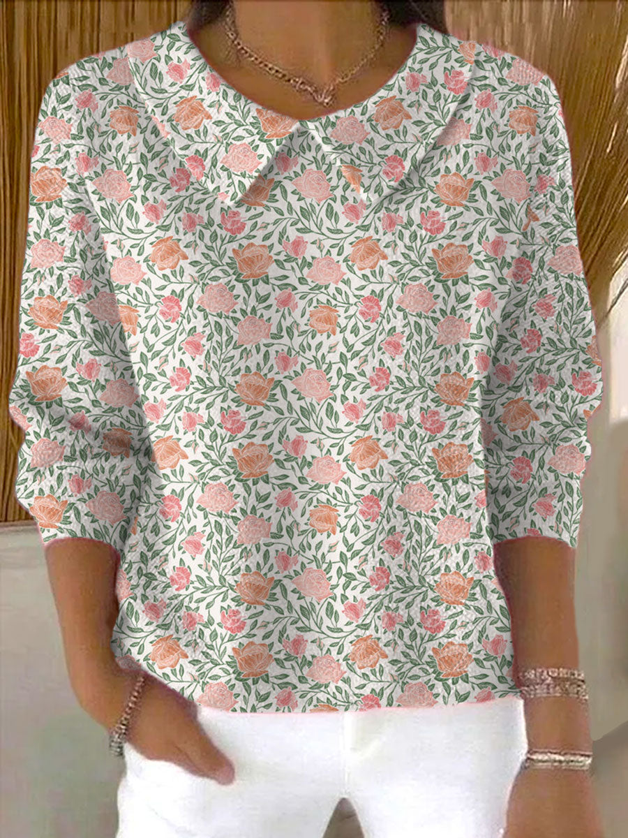 womens-vintage-flower-art-print-casual-peter-pan-collar-3-4-sleeve-sweater-eypt