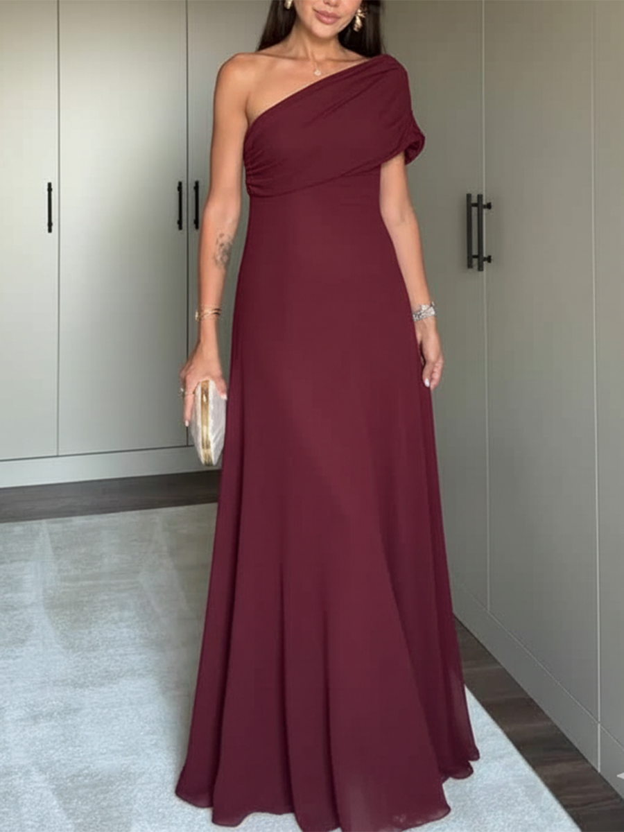 Women's Elegant Off-the-shoulder Stretch Mesh Maxil Dress